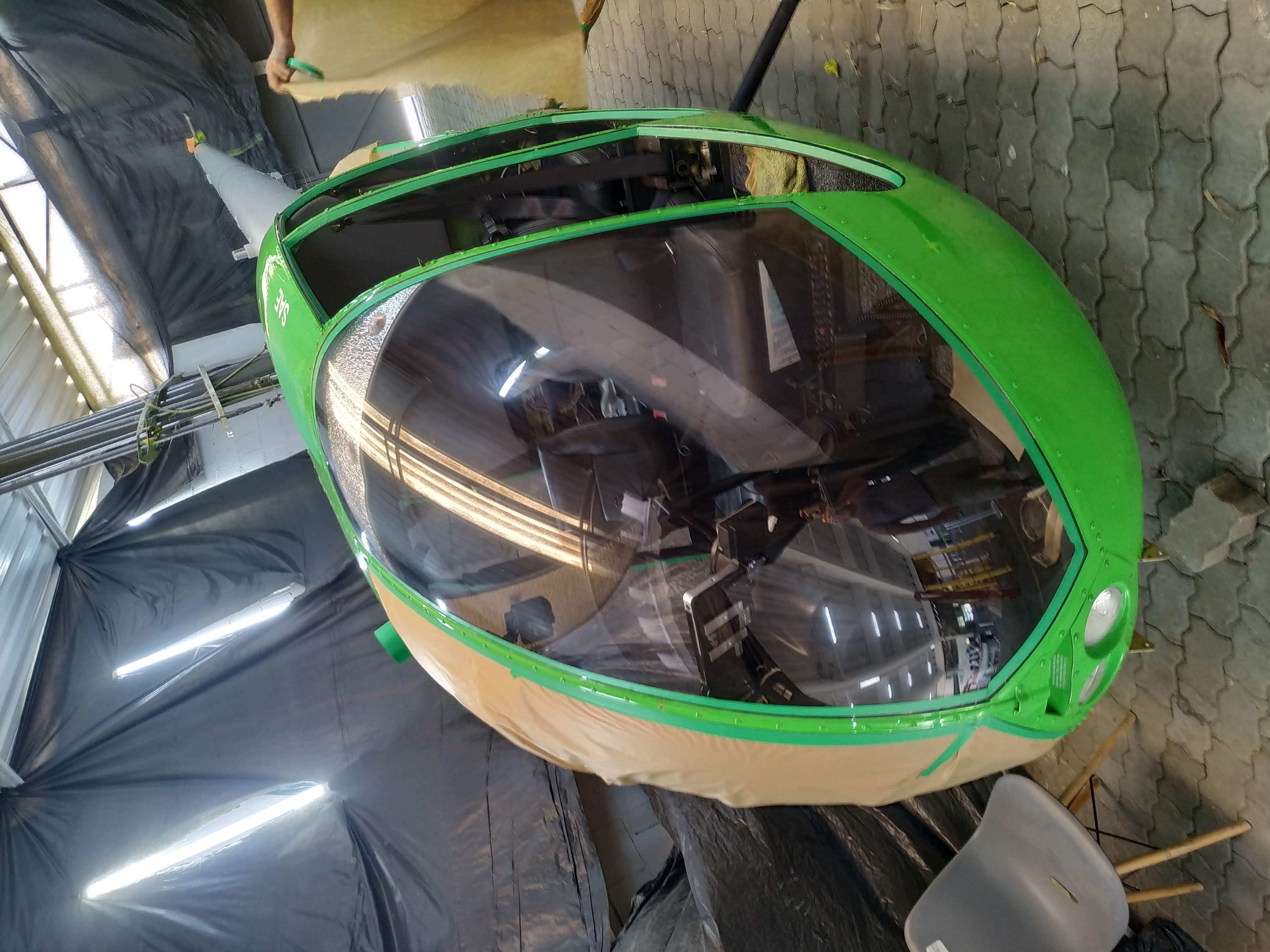 Helicopter front painted green